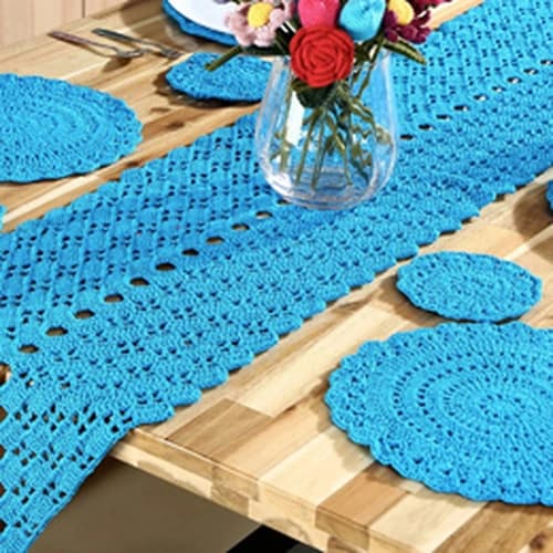 Handcrafted Crochet Table Runner and Mat Set for Wholesale Home Decor