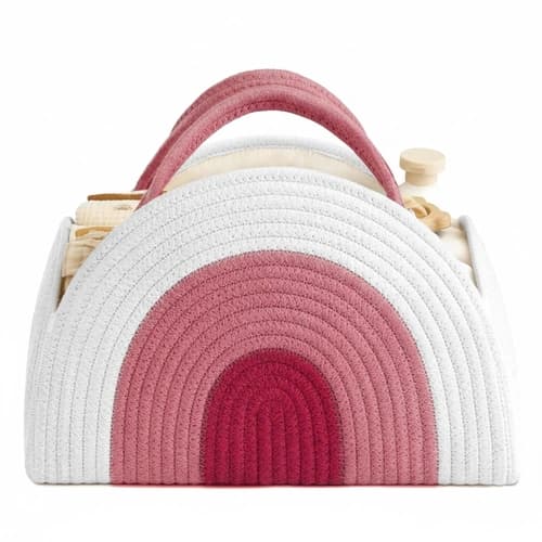Rainbow Rope Storage Basket with Integrated Handles and Color Variants