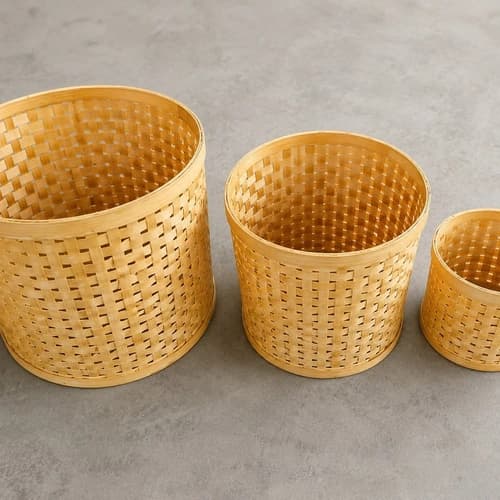 Handwoven Bamboo Storage Basket Set with Nested Multi-Size Design