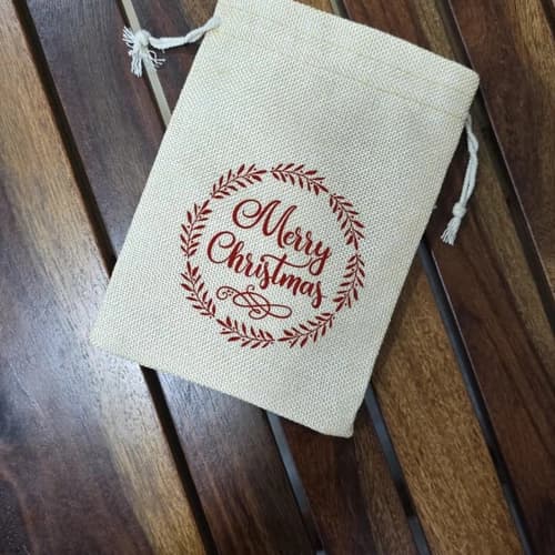 Christmas Drawstring Gift Bag with Festive Printed Designs