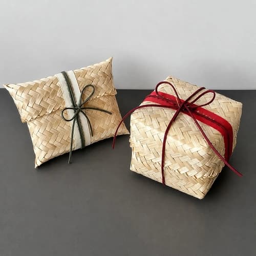Handwoven Bamboo Gift Box with Ribbon Tie for Premium Packaging