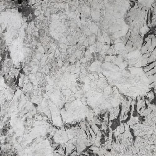Polished White and Grey Granite Slab with Dramatic Natural Movement