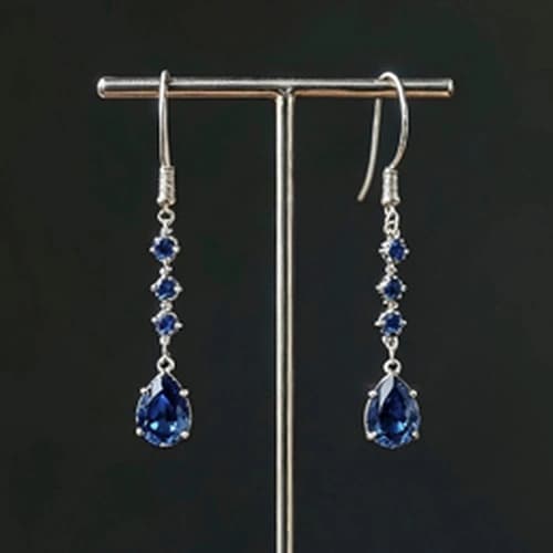 Cascading Sapphire Blue Crystal Drop Dangle Earrings for Wholesale Jewelry Retail