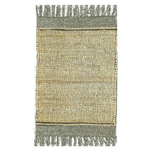 Handwoven Natural Jute Rug with Decorative Fringe Finish