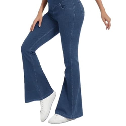 Women’s Dark Blue Flared Stretch Jeans for Contemporary Casualwear