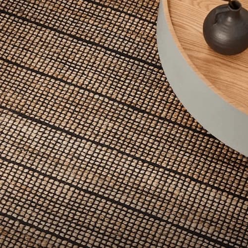 Handwoven Jute Area Rug with Contemporary Stripe Design
