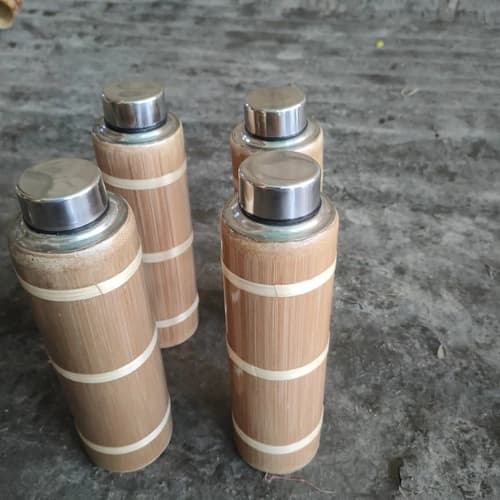 Bamboo Insulated Water Bottle with Stainless Steel Screw Cap