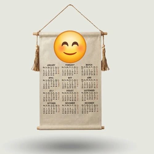 Custom Printed Fabric Wall Calendar with Wooden Hanging Rods