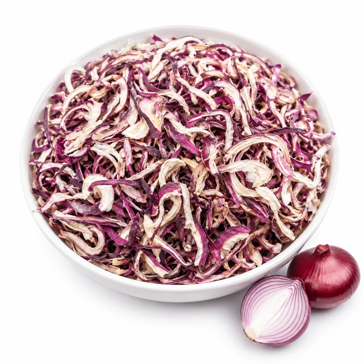 Dehydrated Red Onion Slices — Natural Dried Ring-Cut Strips, Bulk Pack