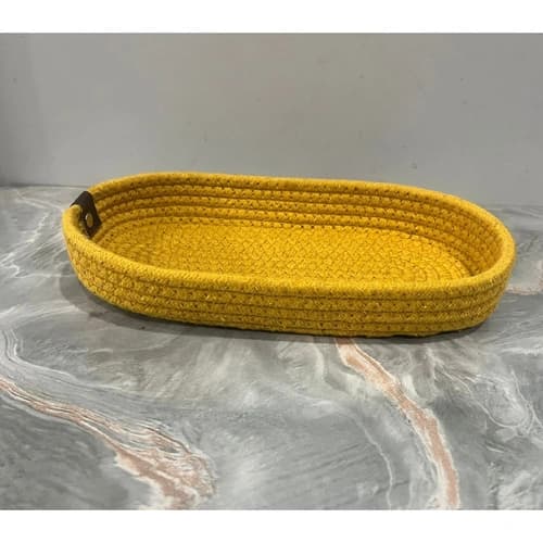 Oval Cotton Rope Organizer Tray with Low-Profile Open Design