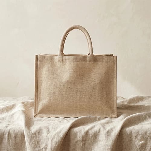 Classic Natural Jute Tote Bag with Padded Rope Handles
