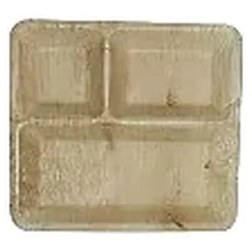 Square 3-Compartment Areca Palm Leaf Plate for Portioned Meal Service
