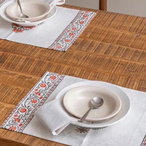 Handcrafted Block Printed Cotton Placemat Set for Wholesale Dining Retail